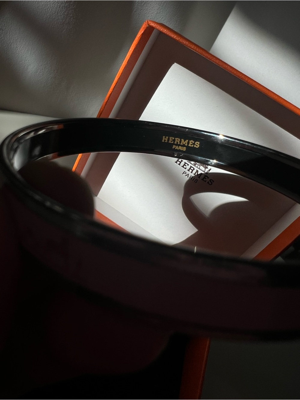 Hermes Pink Enamel and Silver Bangle Bracelet - Picture 8 of 8